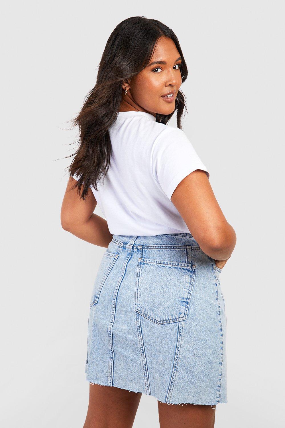 Blue denim outlet skirt boohoo